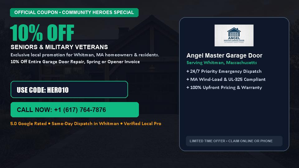 Angel Master Garage Door 10% OFF Seniors & Military Veterans in Whitman, MA